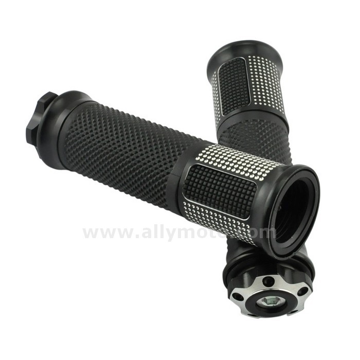 98 Universal 7-8 Inch Aluminium Rubber Handlebar Hand Grip Black